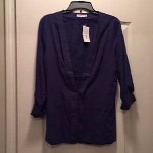 JustFab navy linen blazer w/cuff sleeve size large